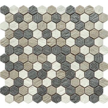 3D Effect Hexagon Mosaic for Bathroom Wall Decoration